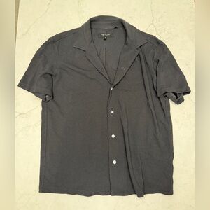 Rag & Bone Short Sleeve Cotton Collared Shirt - Grey/Black - Men’s Size M